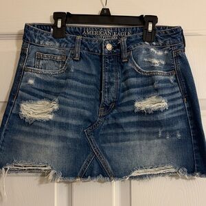 American Eagle Outfitters Ripped Denim Mini Skirt - Blue